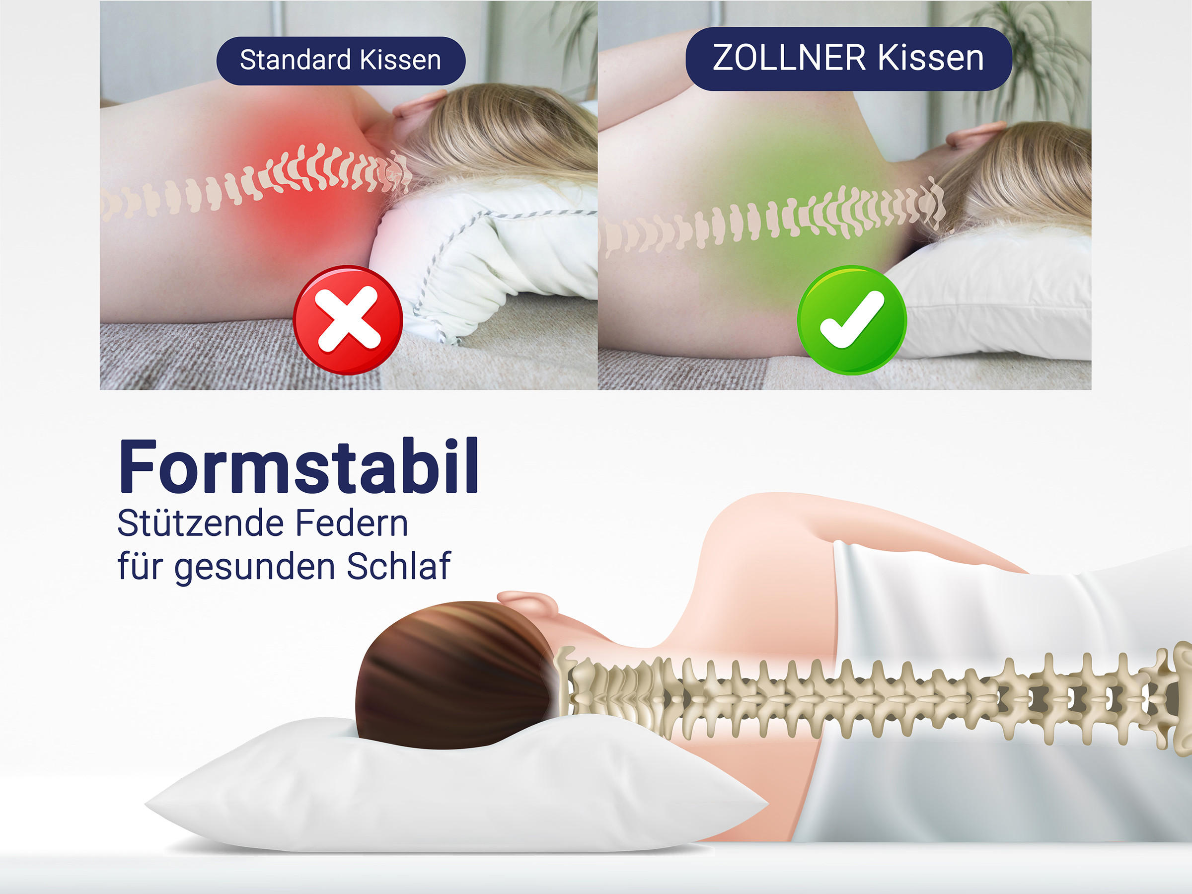 KISSEN, 80x80 cm, 100% Federn, Weiß - Weiß, Textil (80/80cm) - Zollner