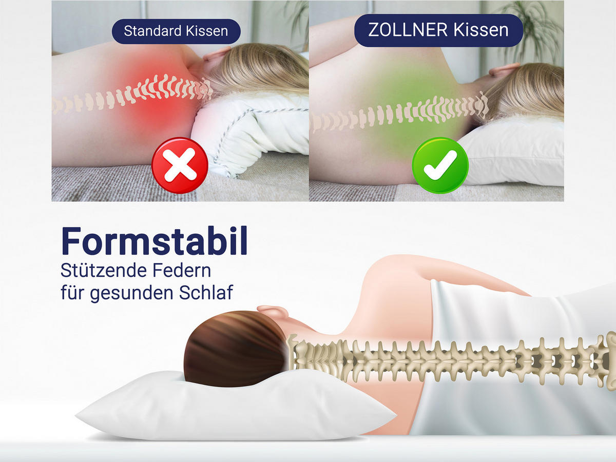 KISSEN, 80x80 cm, 100% Federn, Weiß - Weiß, Textil (80/80cm) - Zollner