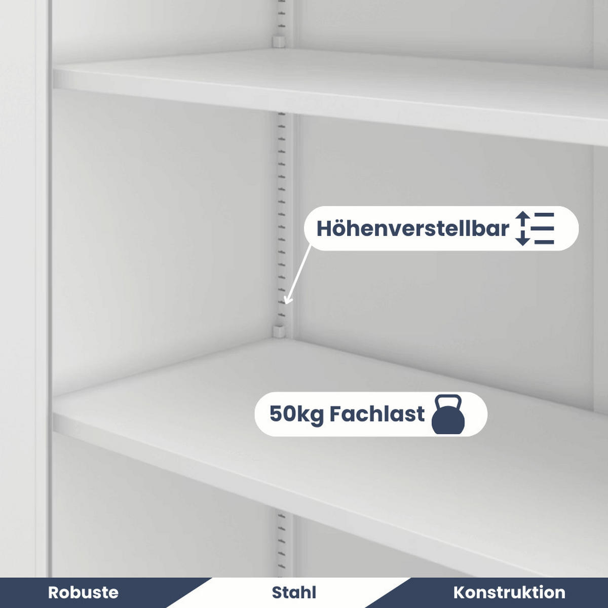 AKTENSCHRANK abschließbar KADO mit Flügeltüren 185x115x40cm Weiß - Weiß, Metall (115/185/40cm) - DELUKE