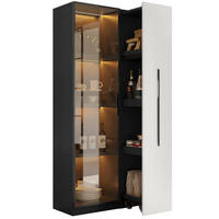 VITRINE 70/40/160 cm aus MDF mit LED-Beleuchtung und seitlichem Auszug Schwarz/Weiß - Schwarz, Holzwerkstoff (70/160/40cm) - Modenvie