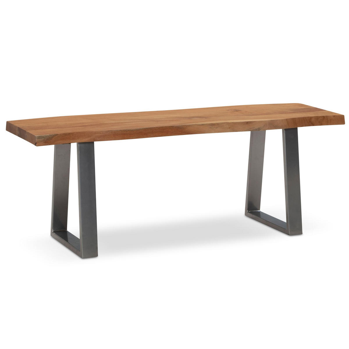 GARDEROBENBANK Massivholz Metall Baumkante, Akazie-Silber 120x40x46 cm - Silberfarben/Braun, Holz/Metall (120/46/40cm) - KADIMA DESIGN