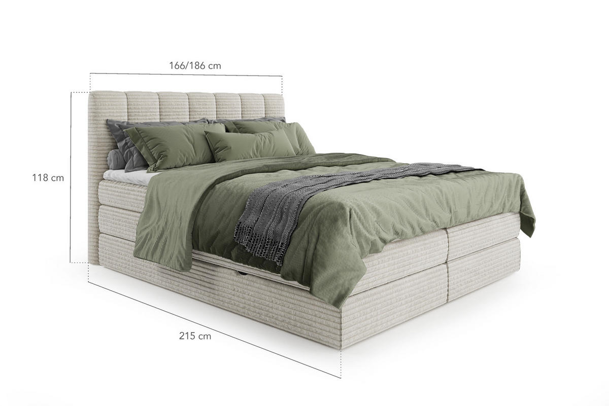 BOXSPRINGBETT Traum 180x200 – in Braun, mit Bettkasten und Gasdruckfedern - Braun, Textil (180/200cm)