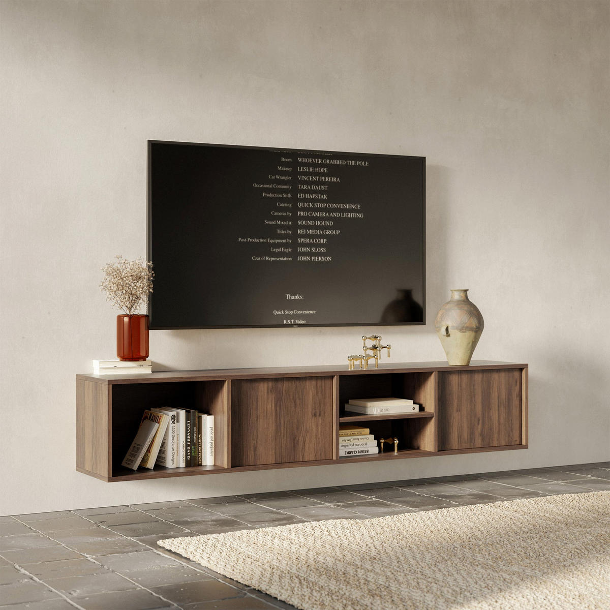 TV-STOLÍK Sanva Orech warmia 200 cm - tmavohnedá, kompozitné drevo (200/40/35cm) - Selsey