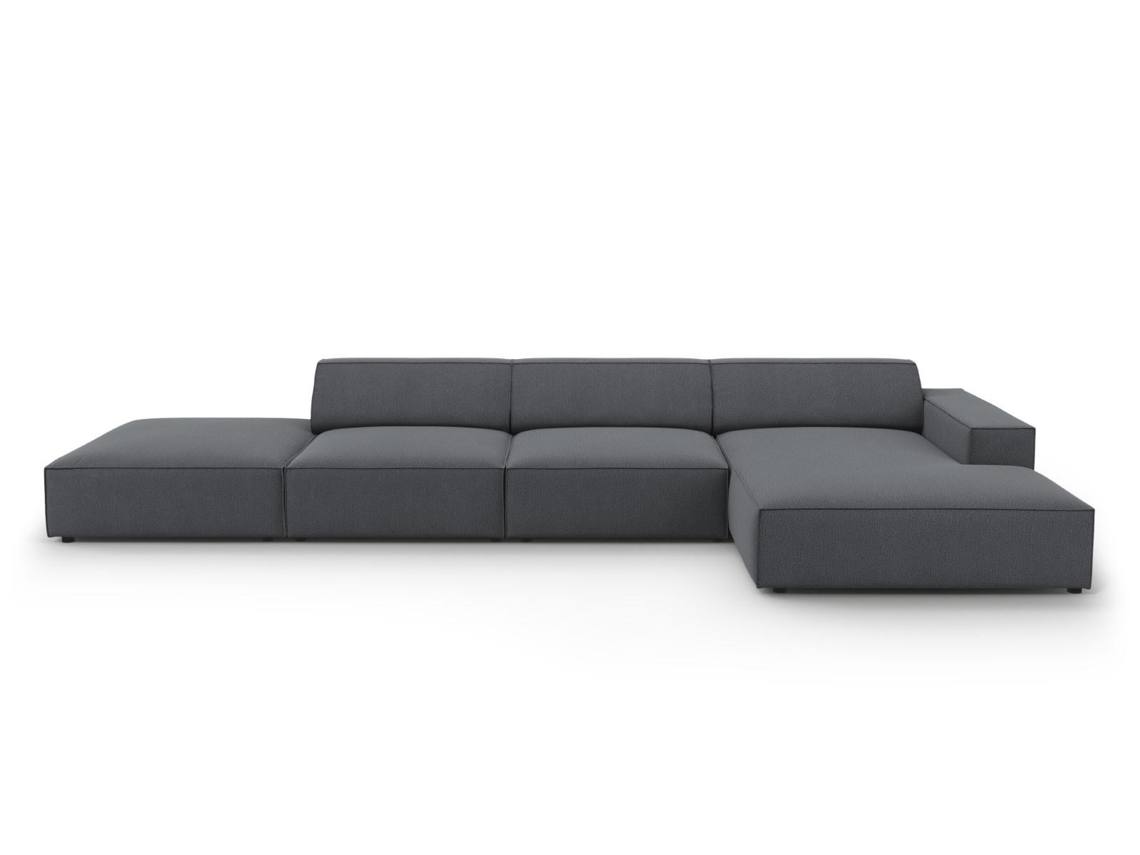 ECKSOFA rechts Jodie aus strukturiertem Stoff dunkelgrau 5 Sitzplätze - Dunkelgrau, Textil (166/341cm) - Micadoni