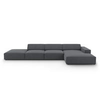 ECKSOFA rechts Jodie aus strukturiertem Stoff dunkelgrau 5 Sitzplätze - Dunkelgrau, Textil (166/341cm) - Micadoni