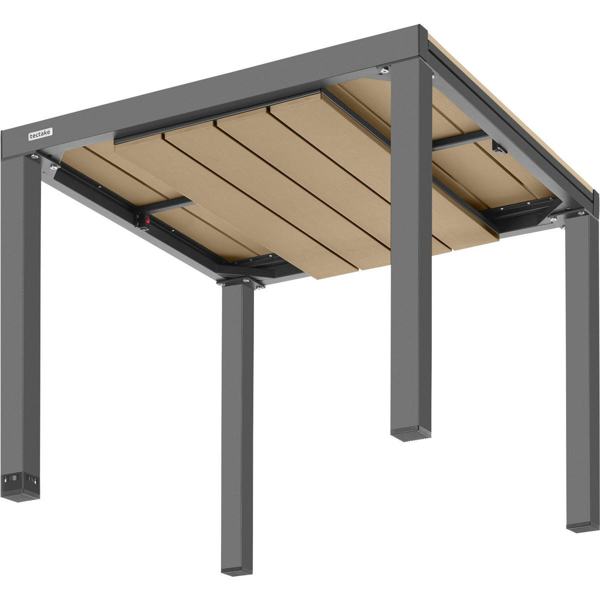 GARTENTISCH Inca, 80–120 x 80 x 74 cm, schwarz/braun - Schwarz/Braun, Kunststoff (120/80/74cm) - tectake