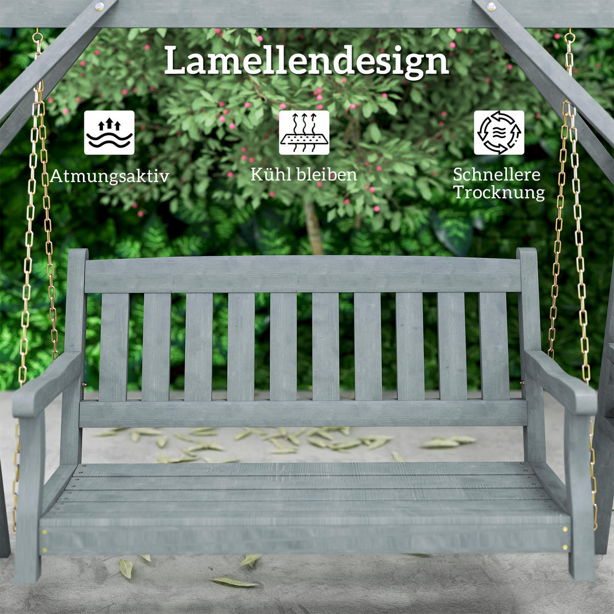 SCHAUKELBANK Tannenholz Metall Grau - Grau, Holz (120/160/183cm) - Outsunny