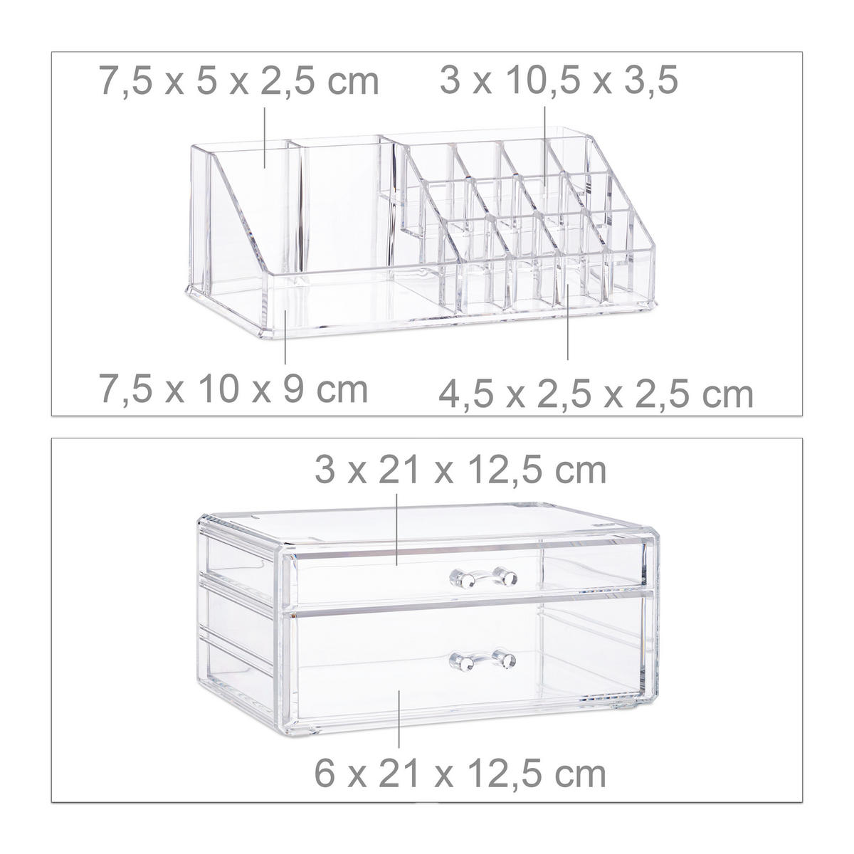 MAKE-UP Organizer - Transparent, Kunststoff (23.5/19/14cm) - Relaxdays