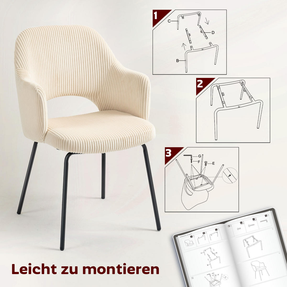ARMLEHNSTUHL Beige 62.5/57.0/85.5 cm - Beige, Textil (57/85.5/62.5cm)