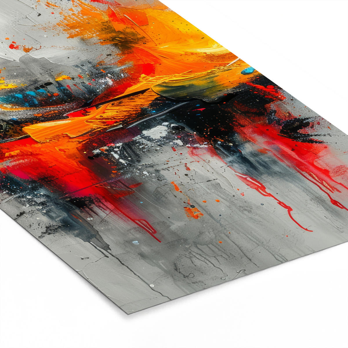 GERAHMTES BILD Moderne Kunst - Orange - Grau - Abstrakt 40x60 cm - Hellgrau, Papier (40/60cm) - MuchoWow