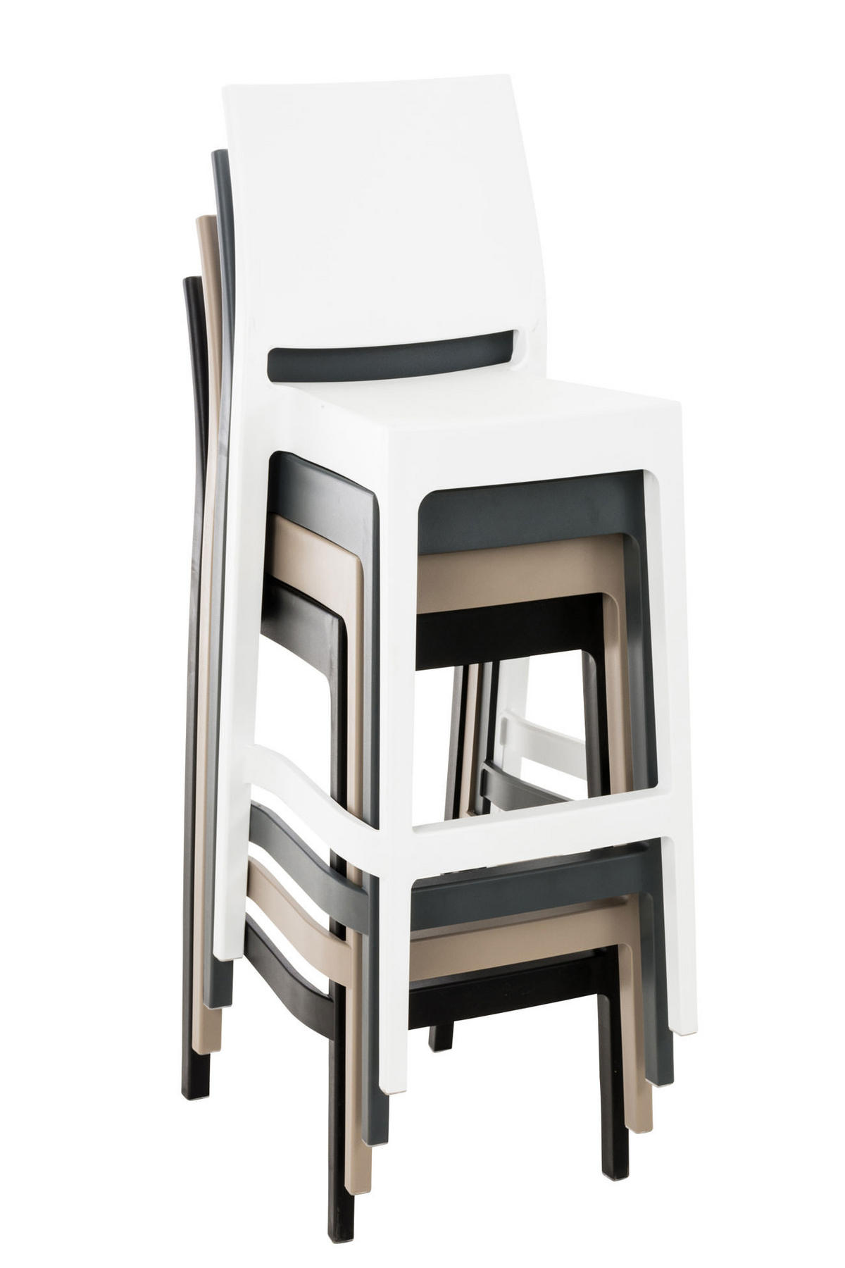 BARHOCKER 4er Set Kunststoff dunkelgrau - Dunkelgrau, Kunststoff (45/105/51cm) - CLP