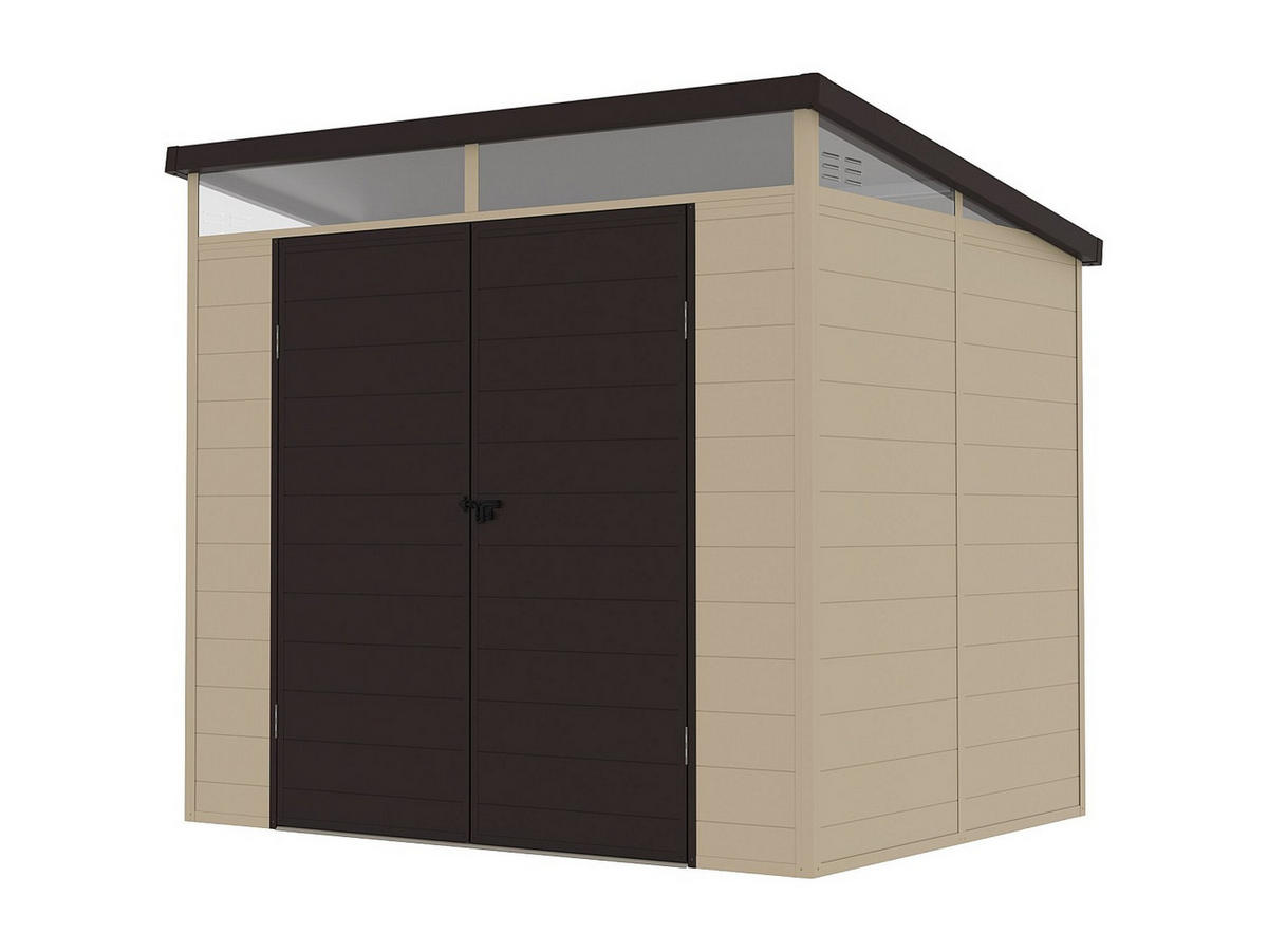 SCHREBERGARTENHAUS - 228 cm x 180 cm - harz - beige Minaro - Beige, Kunststoff (228/181/180cm) - Vente-Unique