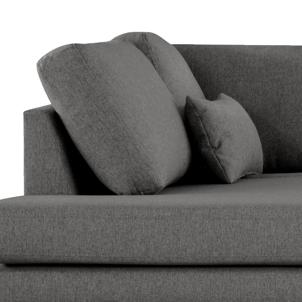 ECKSOFA mit Ottomane - Eichefarben/Dunkelgrau, Eichenholz/Textil (287/219cm) - home24
