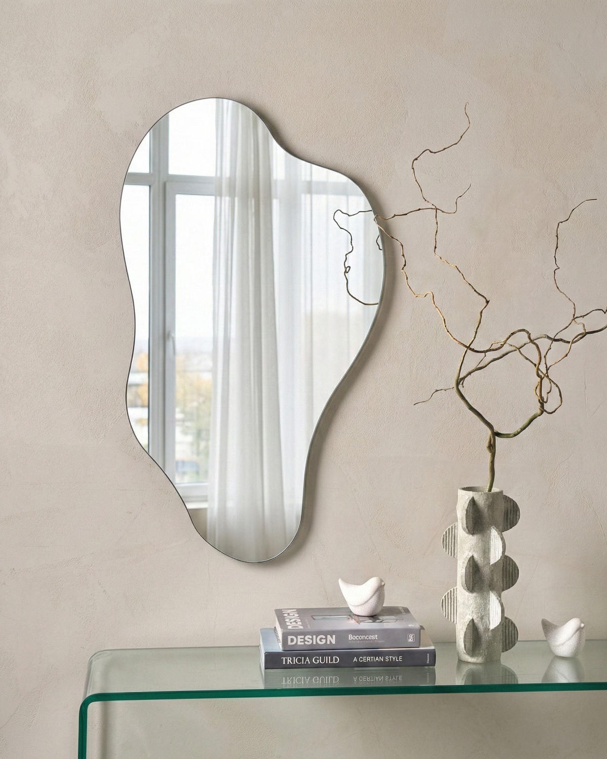 WANDSPIEGEL 46/76 cm Silber Herry - Silberfarben, Glas (46/76/1cm) - Beliani