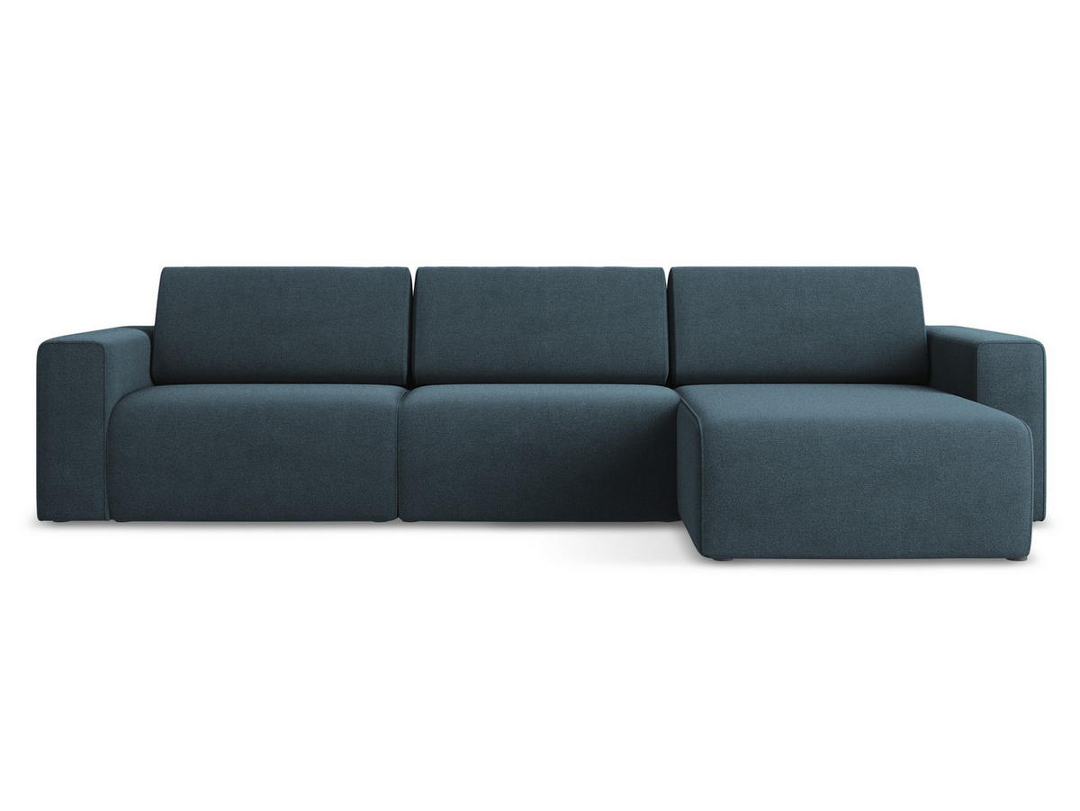 ECKSOFA Links Strukturstoff Stoff Blau - Blau/Pink, Kunststoff/Textil (314/167cm) - Makamii