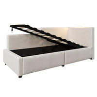 POLSTERBETT 90/200 cm Beige mit Leselichtfunktion und USB-C-Ladefunktion - Beige, Holz/Textil (90/200cm) - Oxeza