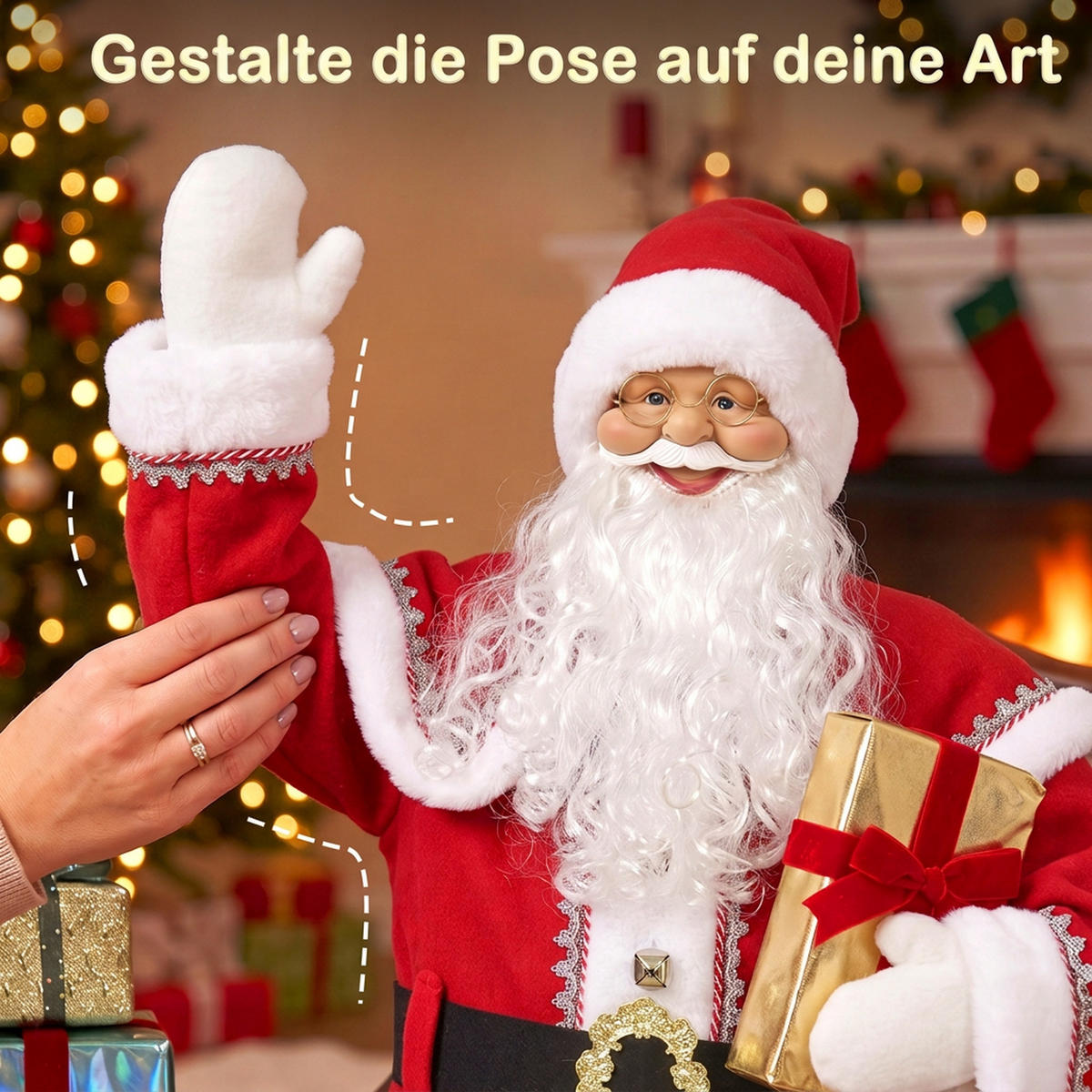 ANIMIERTER-WEIHNACHTSMANN Samt Polyester Metall Rot - Rot, Textil (30/150/60cm) - HOMCOM