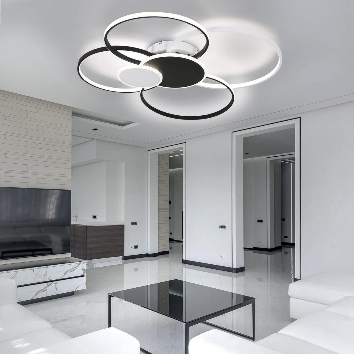 LED-DECKENLEUCHTE Ares 94/92/11cm - Schwarz, Metall (94/92/11cm) - ZMH