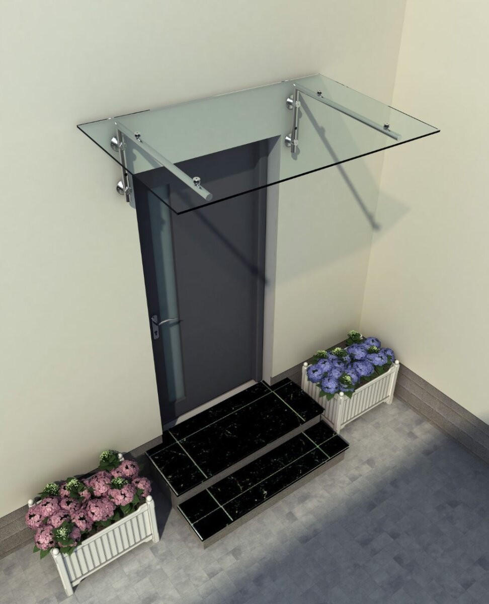 GLASVORDACH 140x90 cm Sicherheitsglas Edelstahl Klarglas L-Silber - Transparent, Glas (140/1.31/90cm) -  Glaswerk Westfalen