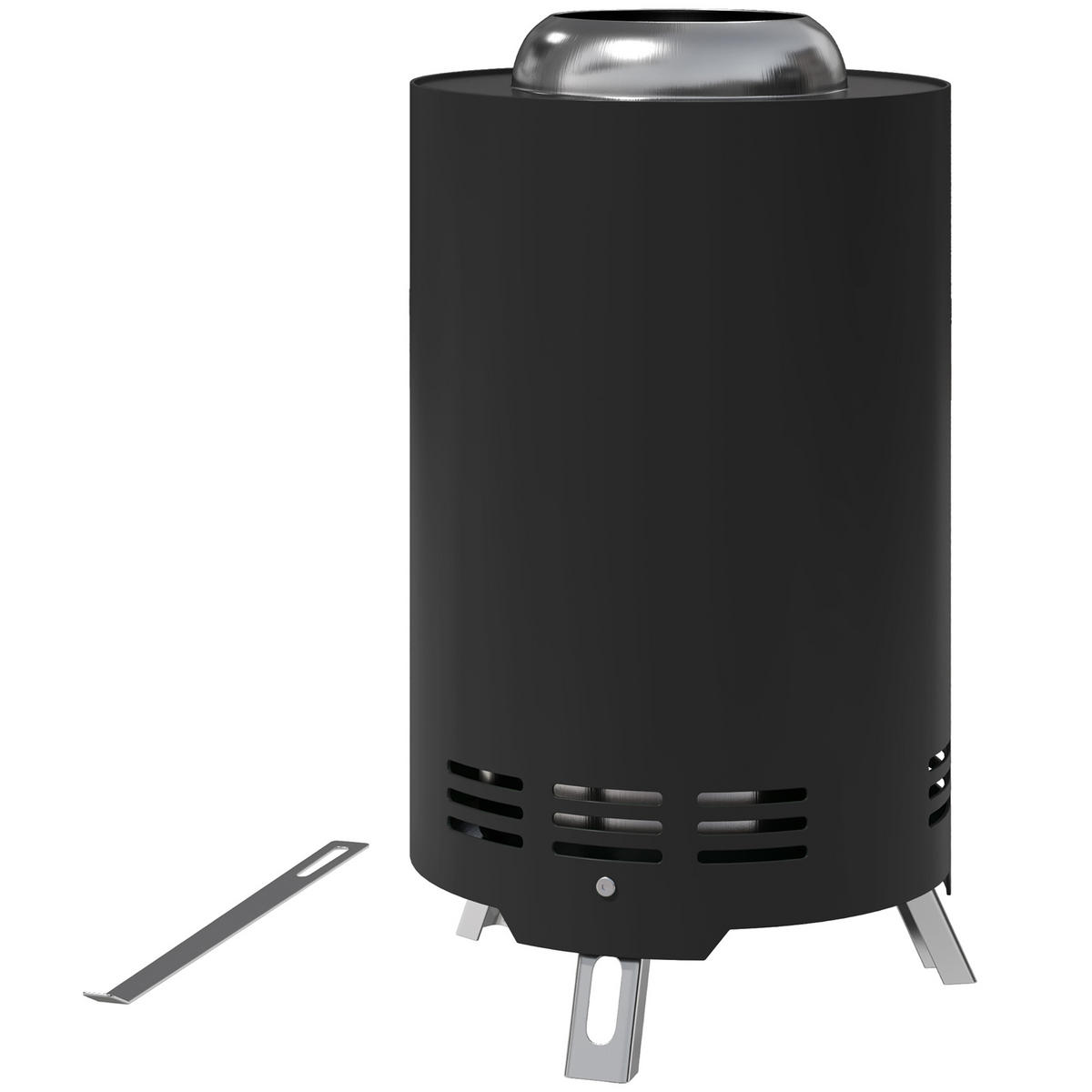 FEUERSCHALE DE-10579 rauchfrei mit Schürhaken Schwarz - Schwarz, Metall (16/25/16cm) - ComfortXL
