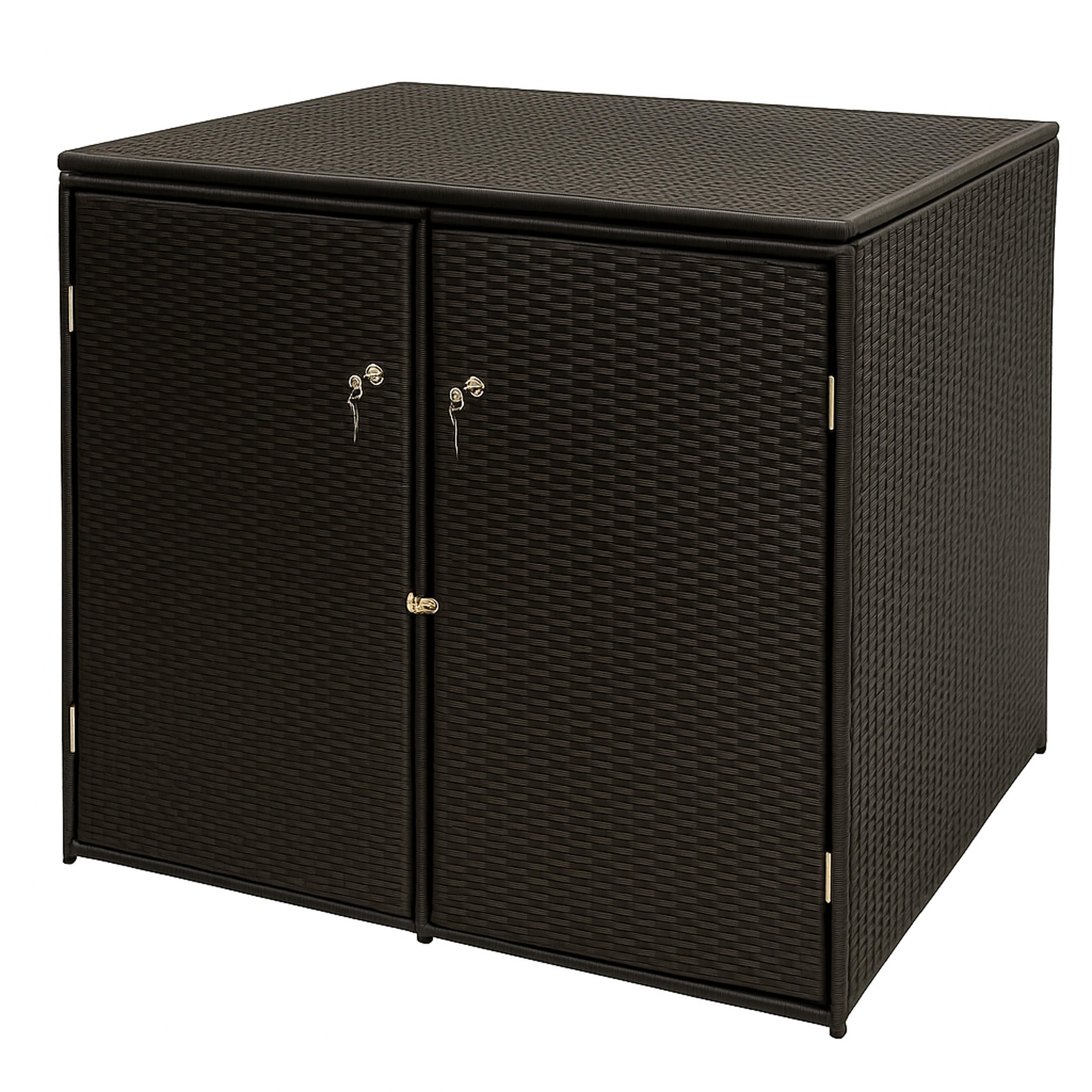 MÜLLTONNENBOX Belfast für 2 Tonnen bis 240L - Mülltonnenverkleidung aus Metall und Polyrattan mocca. BxTxH: 150x78x123 cm - Braun, Metall (150/123/78cm) - TPFGarden
