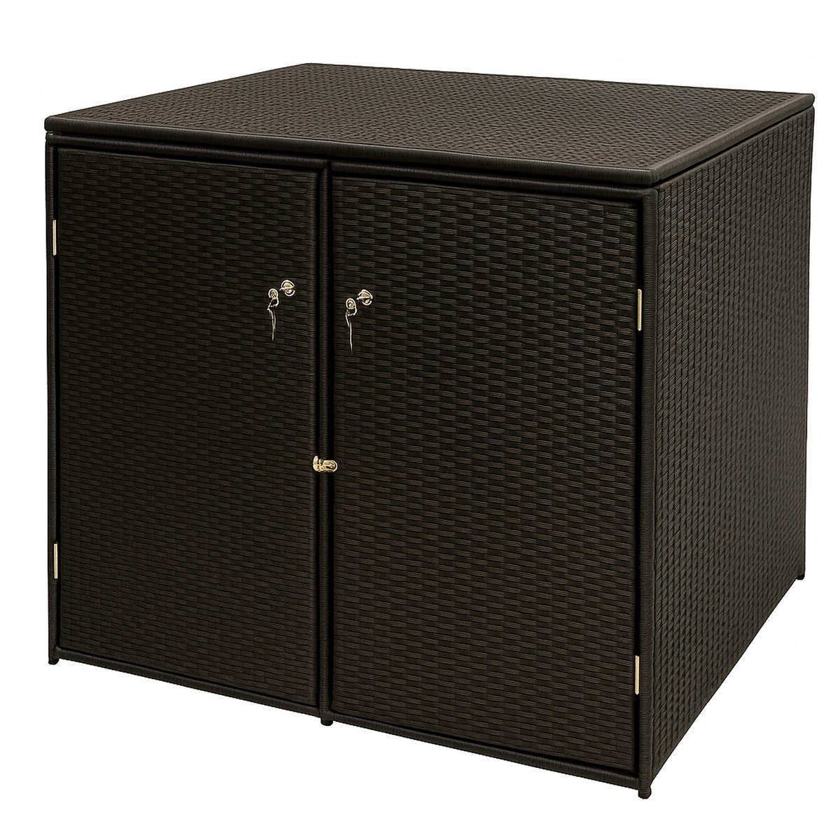 MÜLLTONNENBOX Belfast für 2 Tonnen bis 240L - Mülltonnenverkleidung aus Metall und Polyrattan mocca. BxTxH: 150x78x123 cm - Braun, Metall (150/123/78cm) - TPFGarden