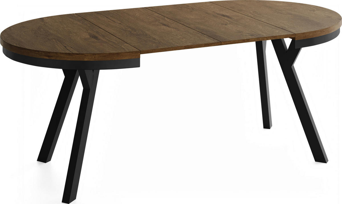 ESSTISCH Vero Neo rund ausziehbar verlängerbar, Eiche Braun Rustikal 100-200/100/77 cm - Alteiche/Schwarz, Holz/Holzwerkstoff (100/200/77cm) - WFL GROUP
