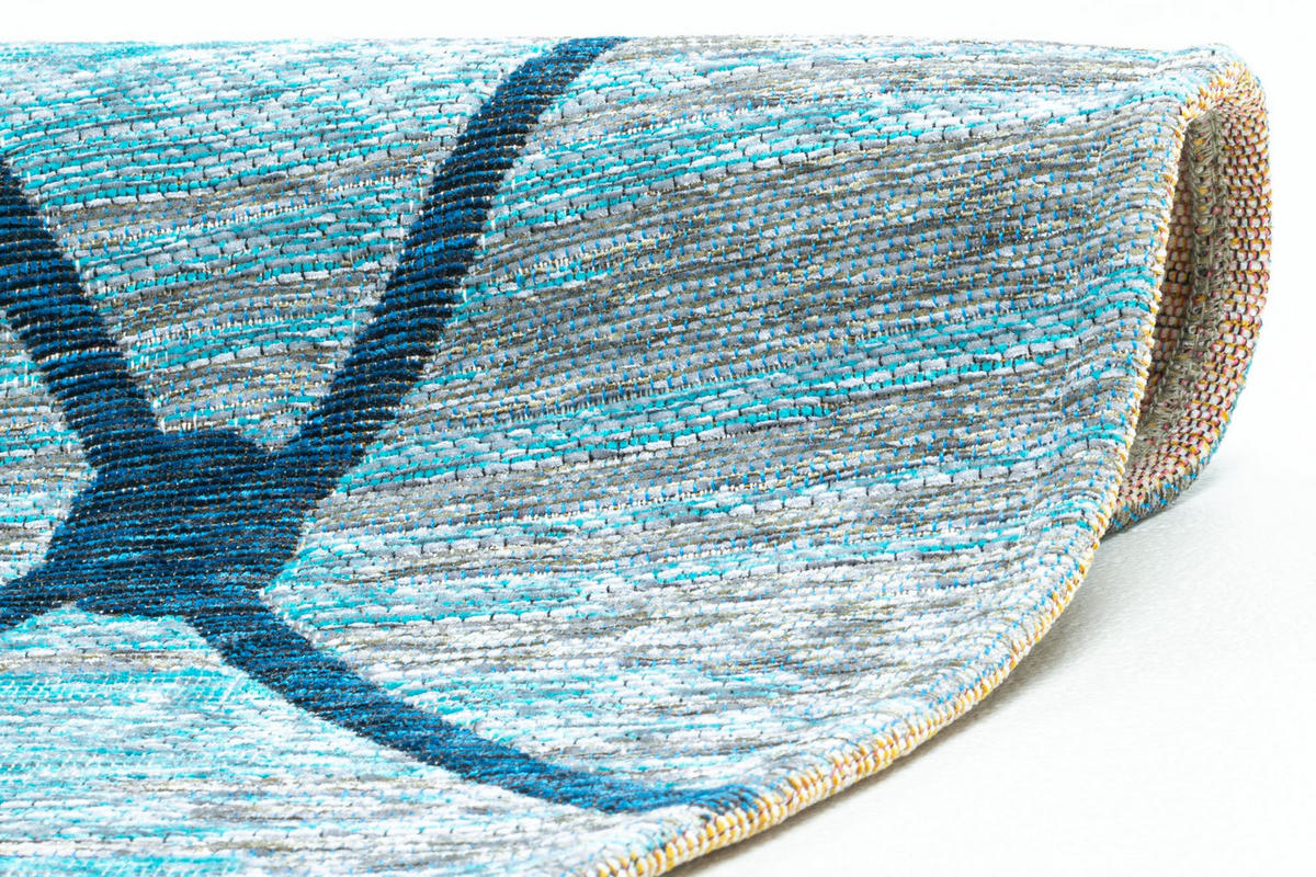 FLACHWEBTEPPICH Keitum 100x100 cm - Türkis, Textil (100/100cm) - Sansibar SYLT