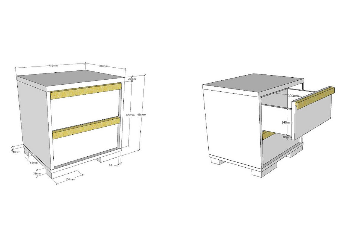 NACHTKONSOLE Kariotta 48x40x49 Holzwerkstoff Weiß/Buche - Naturfarben, Holzwerkstoff (40/49/48cm) - 58aufmkessel