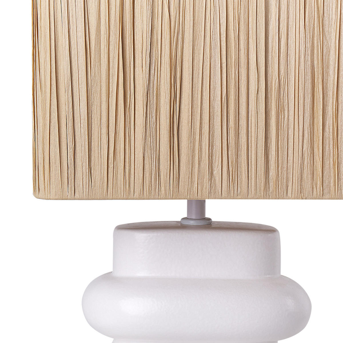 TISCHLEUCHTE Weiß/Heller Holzfarbton Judy - Hellbraun/Weiß, Keramik (28/28/42cm) - Beliani