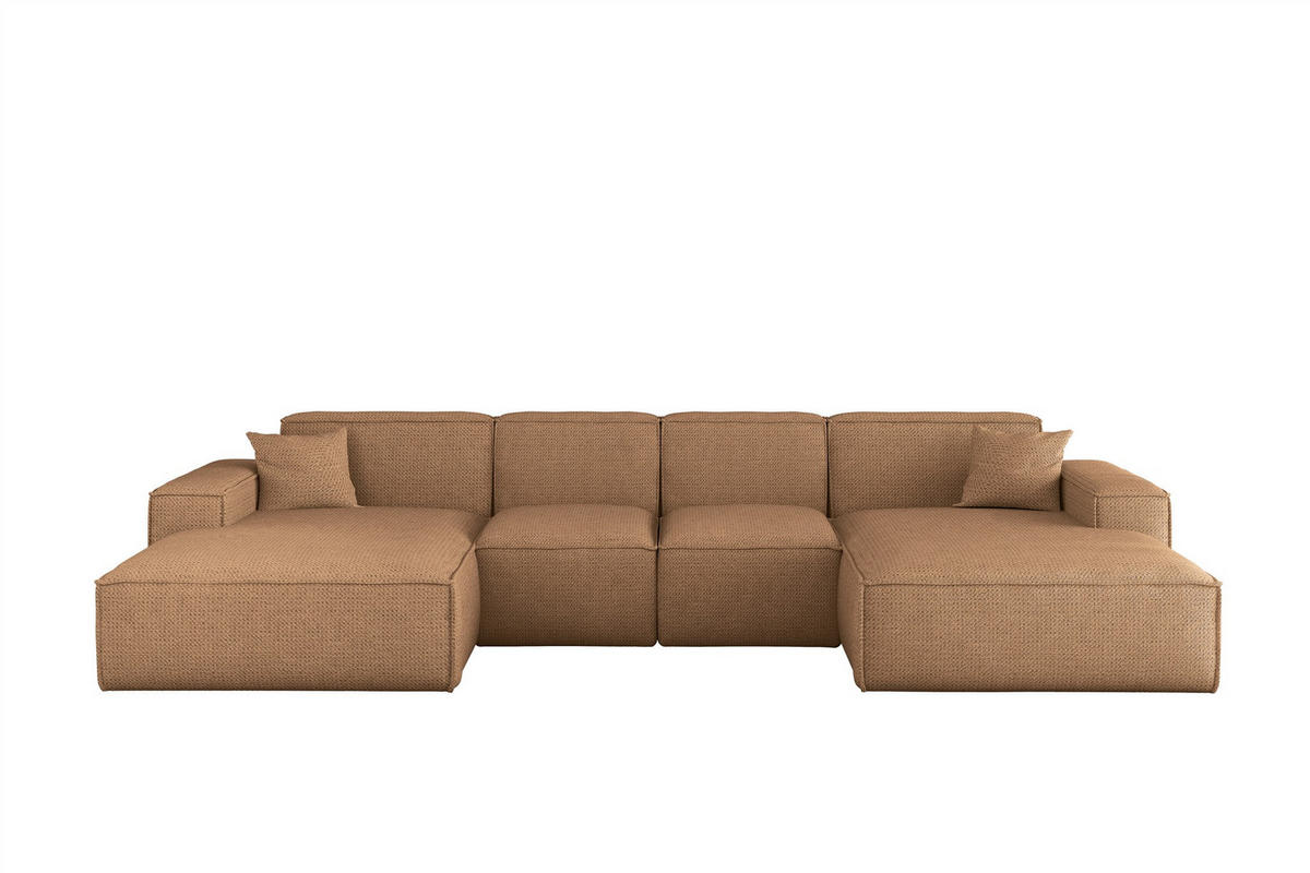 WOHNLANDSCHAFT Celes Premium Xs Artico - Rotbraun, Holzwerkstoff/Textil (342/73/165cm) - Fun Möbel