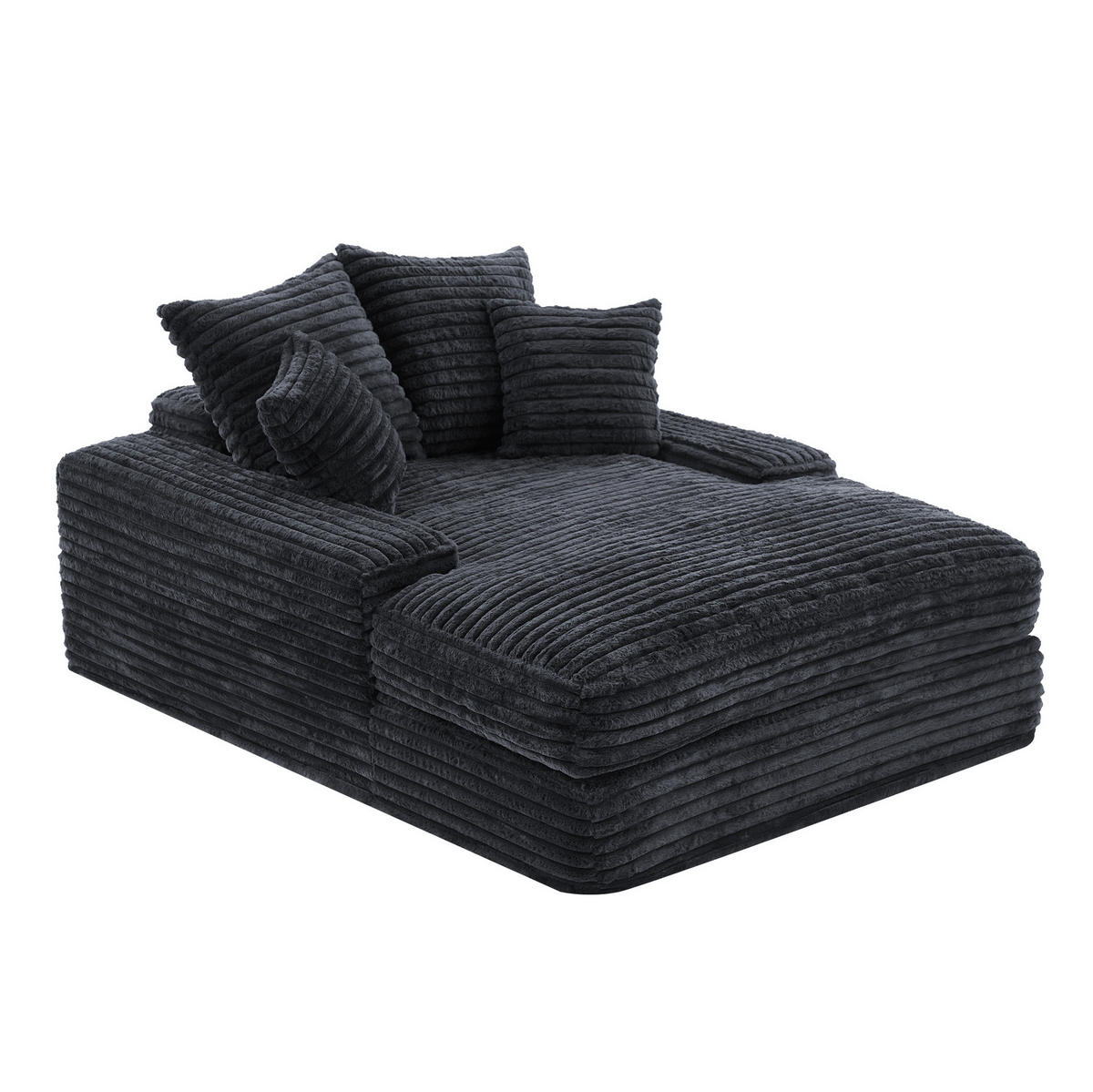 RELAXLIEGE aus Cord 137 x 175 cm Grau mit 4 Kissen - Grau, Kunststoff (137/63/175cm) - Beauniv