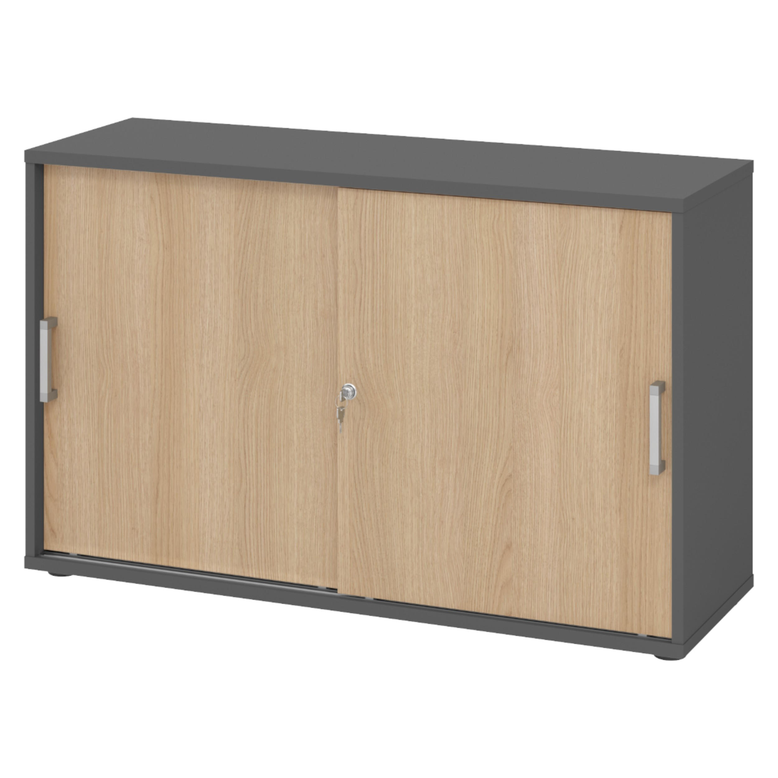 bümö Schiebetürenschrank Graphit, Eiche 120x74.8x40 cm