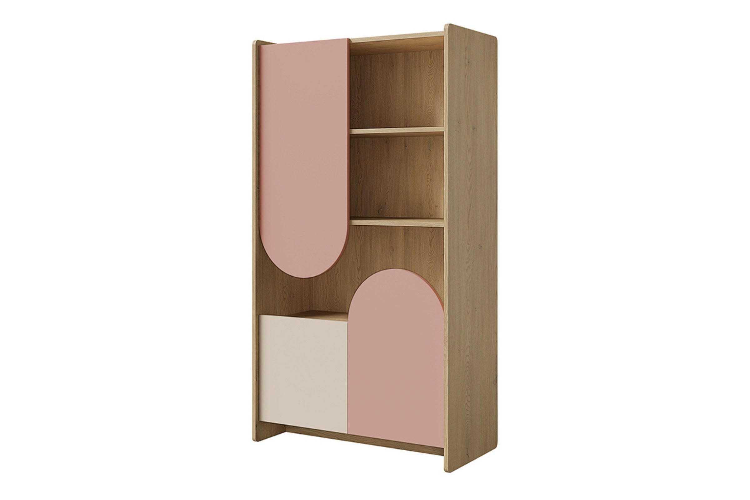 KINDERREGAL LEXO 07 83/151/40 cm in Eiche Cremona/Macadamia/Puderrosa - Eichefarben/Beige, Holzwerkstoff (83/151/40cm) - Deine Möbel 24