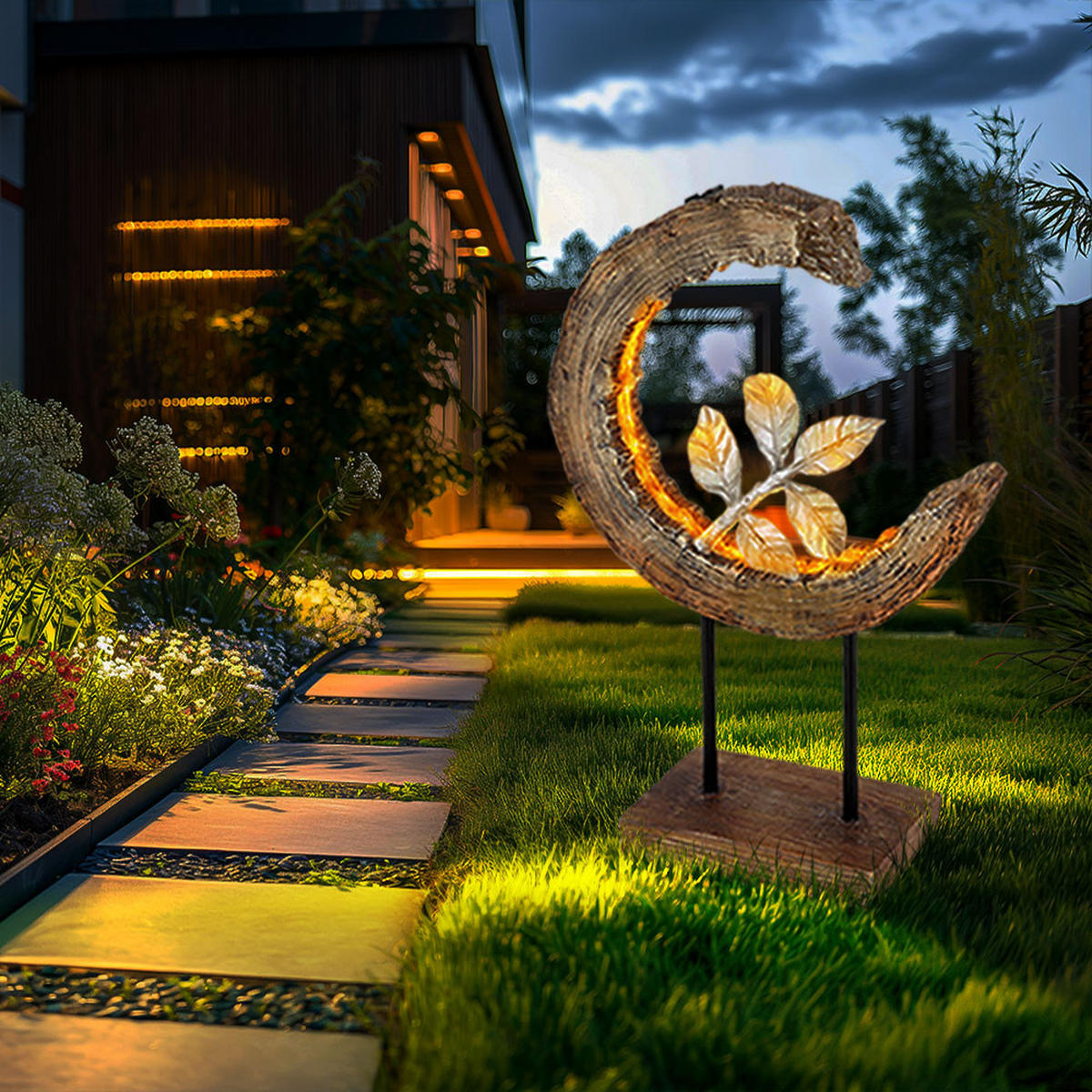 LED AUSSENLEUCHTE Holzoptik Braun - Braun, Metall (24/10/52cm) - Globo Lighting