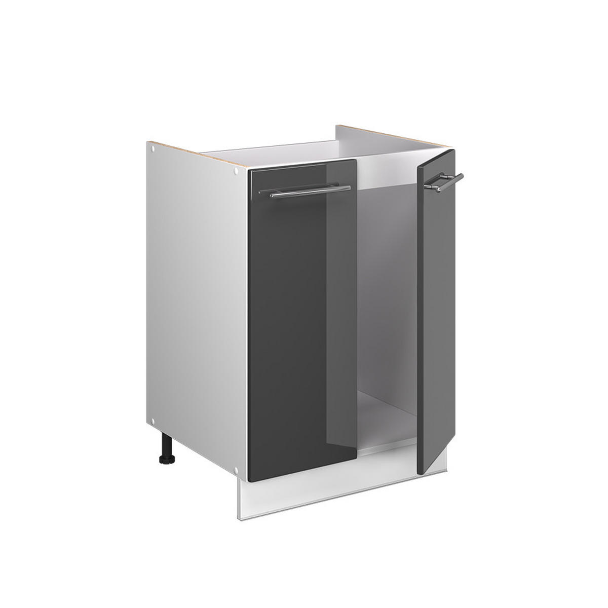 SPÜLENUNTERSCHRANK Fame-Line, Anthrazit Hochglanz/Weiß, 60 cm - Schwarz Hochglanz/Weiß, Holzwerkstoff (60/82/60cm) - Vicco