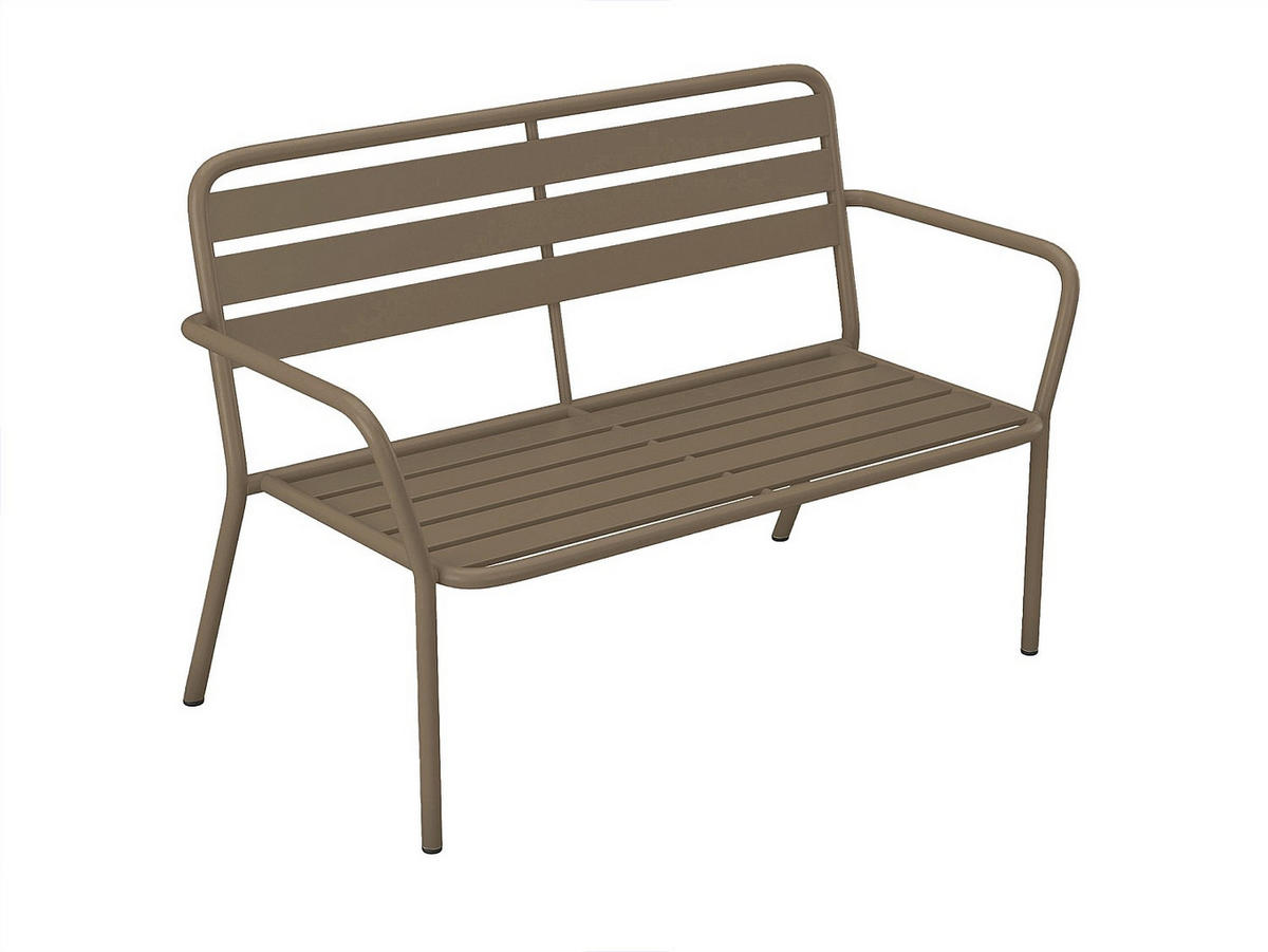 GARTENBANK - 2 -Sitzer - Stahl - taupe - MIRMANDE - Braun, Metall (123/82/58cm) - Vente-Unique