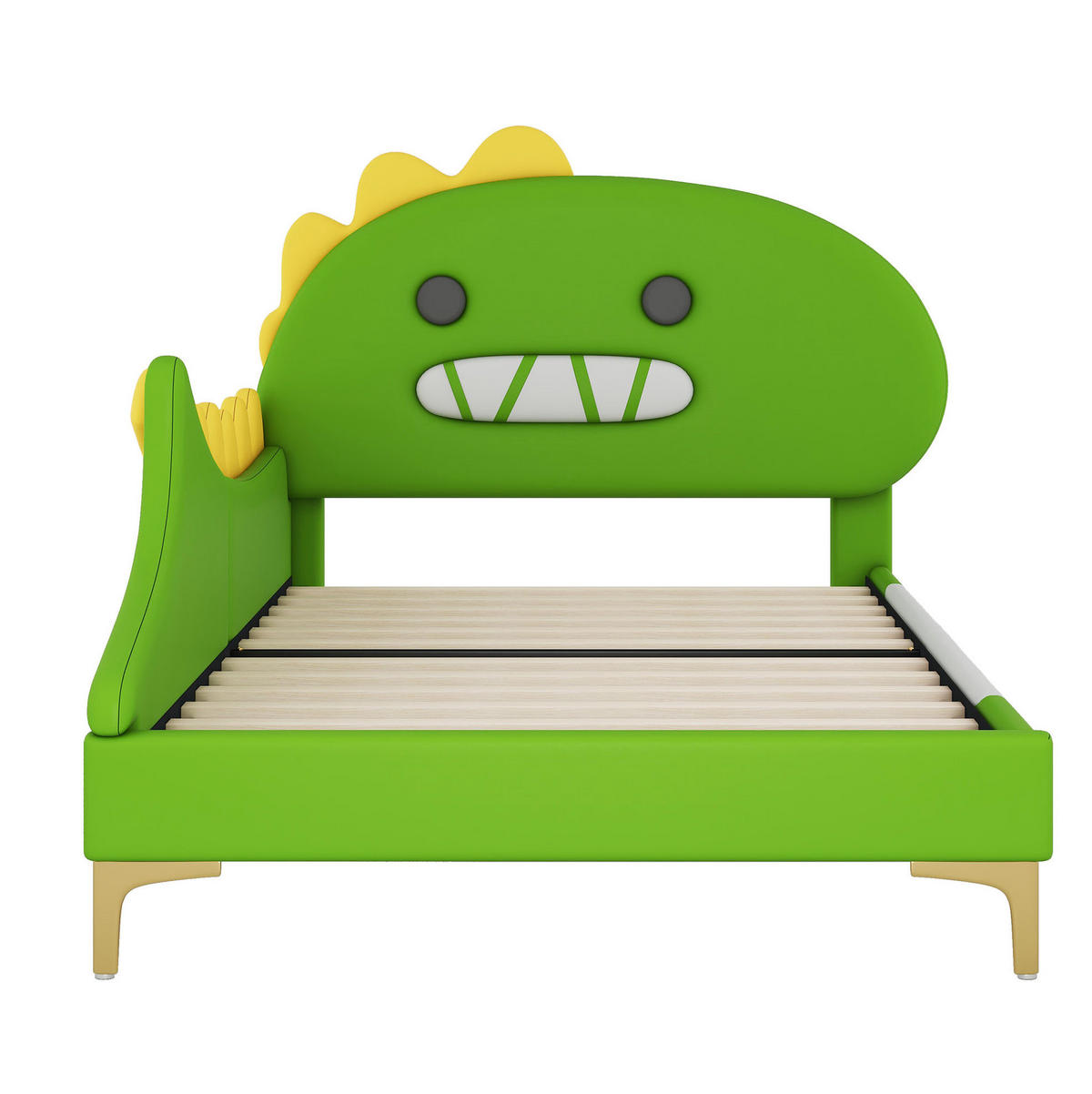 KINDERBETT aus PU 90x200 cm Grün mit Dinosaurier-Design und pflegeleichter Oberfläche - Grün, Kunststoff (90/200cm) - Modfu