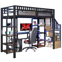 HOCHBETT 90/200 cm Schwarz aus Metall mit Schreibtisch - Schwarz, Metall (90/200cm) - OKMYHOME