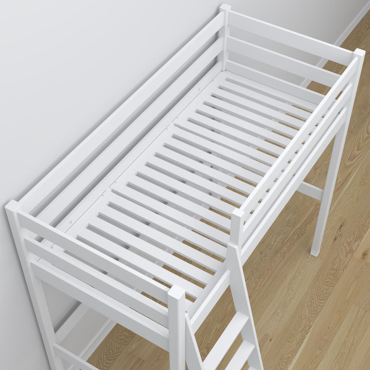 HOCHBETT N03 mit Schreibtisch Weiß 120/200 - Weiß, Naturmaterialien/Holz (120/200cm) - N-Wood