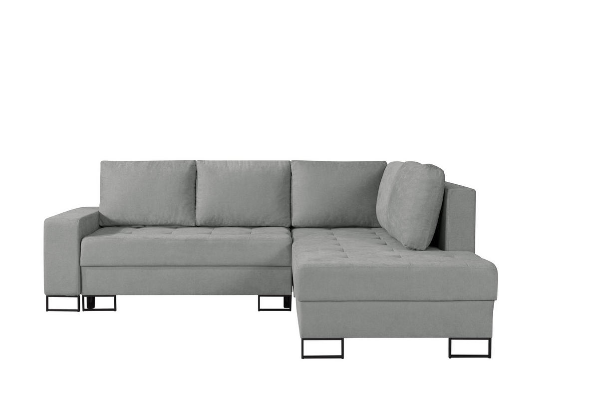 ECKSOFA mit Schlaffunktion Rechts Grau Chenille - 245x200 cm - Trevi - Schwarz/Grau, Holz/Holzwerkstoff (245/200cm) - Ravio