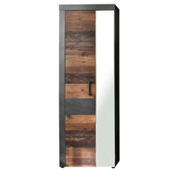 GARDEROBENSCHRANK Used Wood Shabby mit grau 65 cm, Schuhschrank mit 7 Fächern - Silberfarben/Schwarz, Glas/Holzwerkstoff (65/192/34cm) - Top.Furn