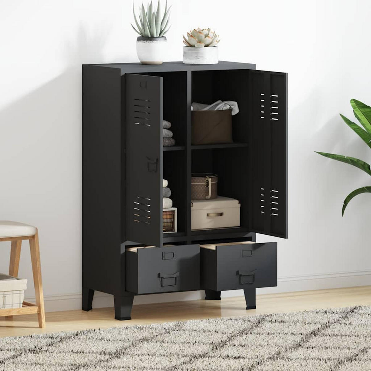 KLEIDERSCHRANK Industrie-Stil Anthrazit 67/35/107 Cm Stahl - Anthrazit, Metall (35/107/67cm) - vidaXL