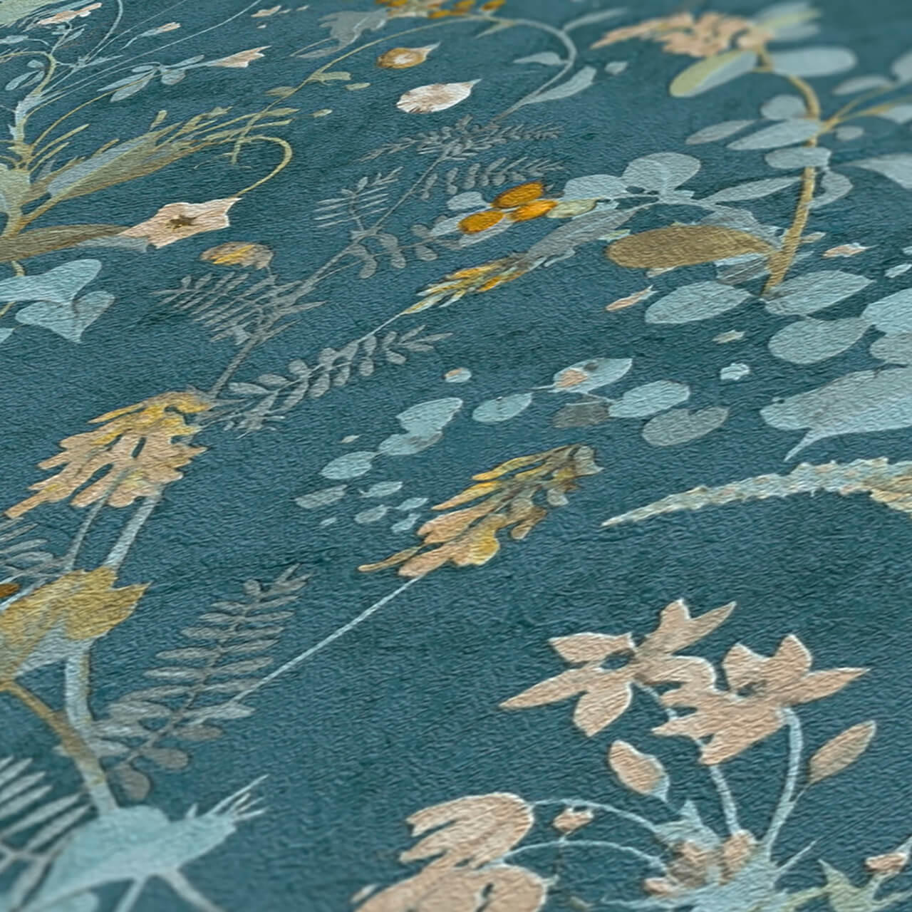 VLIESTAPETE Petrol 53/1005 cm - Petrol, Textil (53/1cm) - KUNSTLOFT