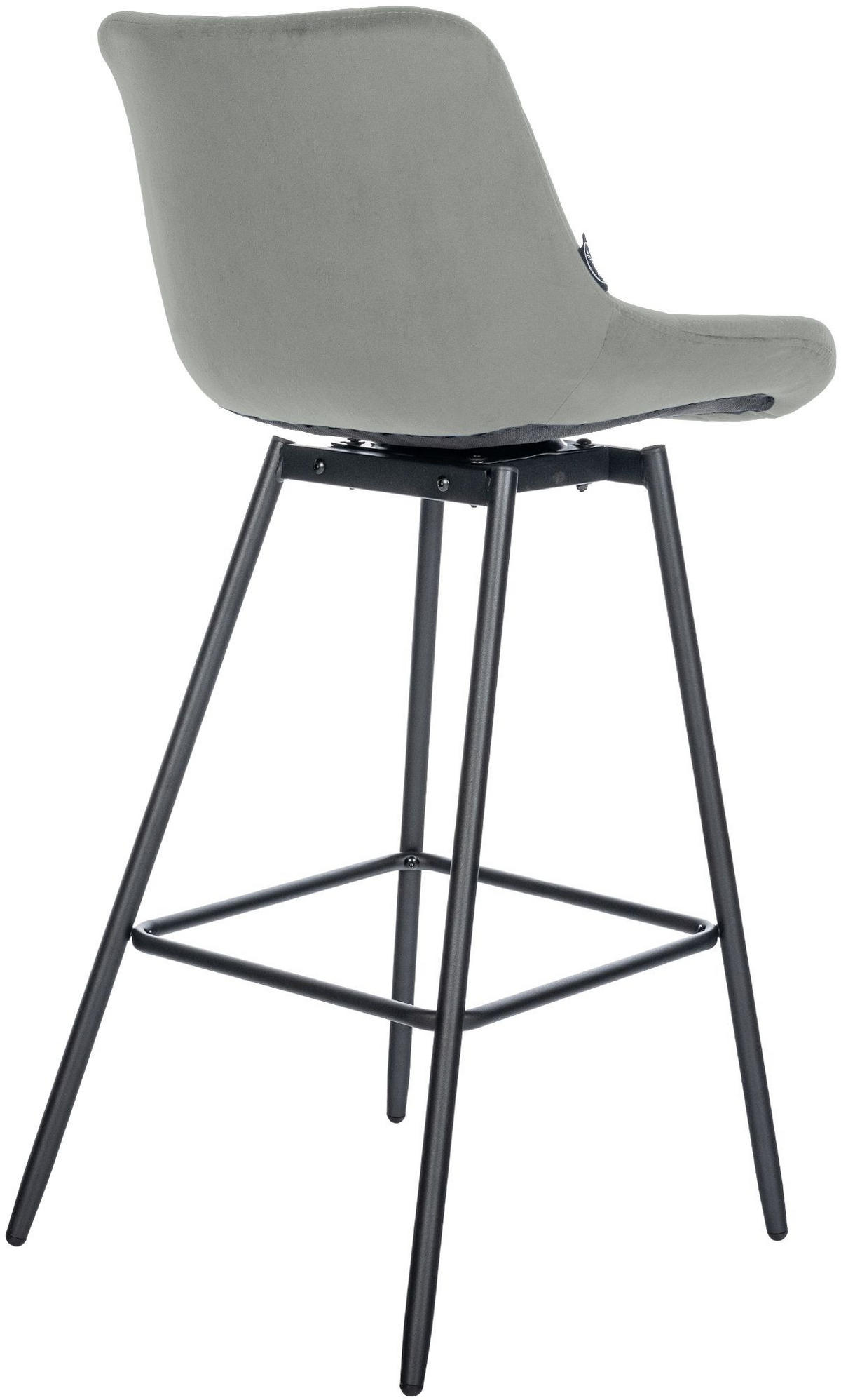 BARHOCKER Samt Grau - Schwarz/Grau, Textil/Metall (49/105/56cm) - CLP