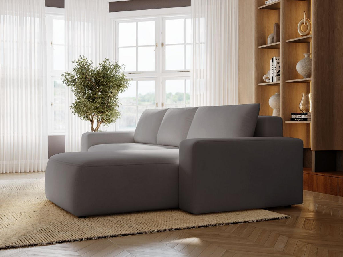 ECKSOFA Tazones Dunkelgrau Rechts - Dunkelgrau, Holz/Kunststoff (250/165cm) - Graingold