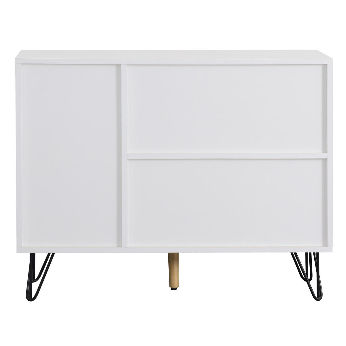 SIDEBOARD 90/30/71,5 cm weiß/Holzoptik aus MDF-Holzwerkstoff mit Stauraum - Weiß, Holzwerkstoff (90/71.5/30cm) - OKWISH