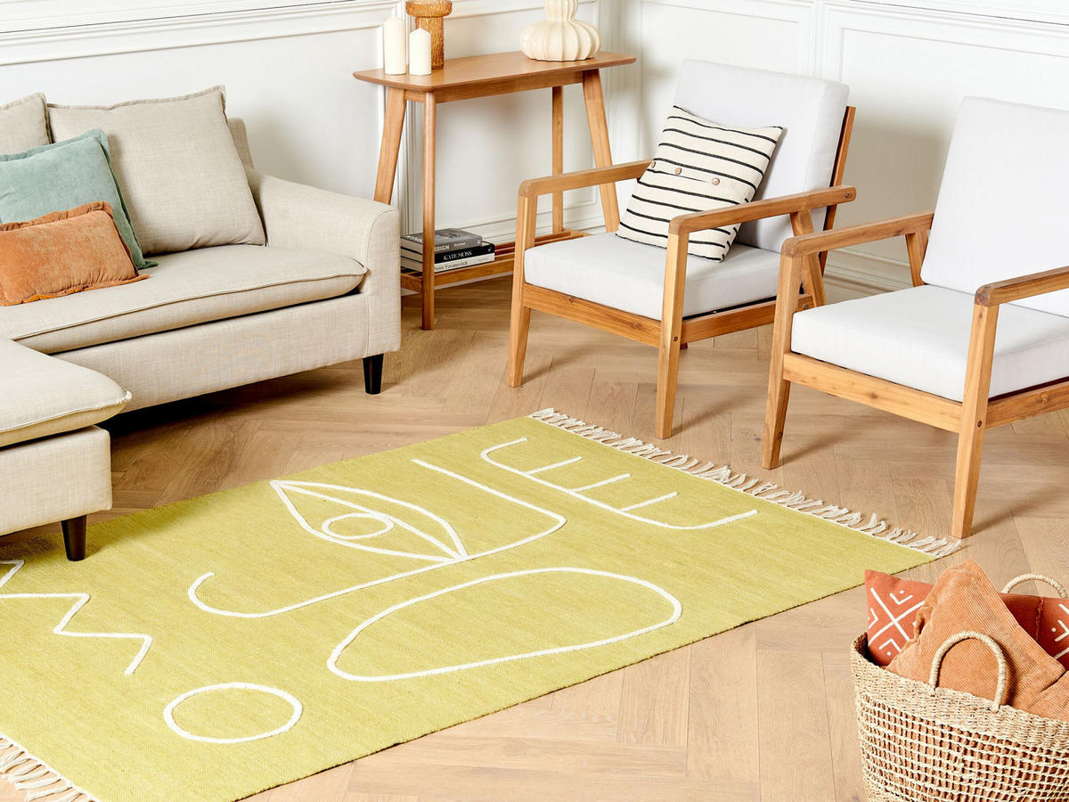 OUTDOOR-TEPPICH Yavu 200/140 cm - Gelb, Kunststoff (140/200cm) - Beliani