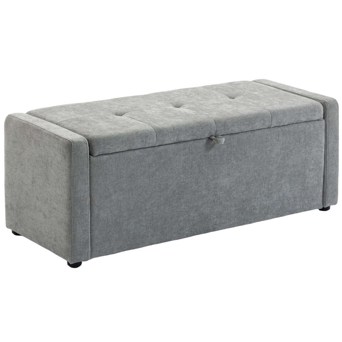 TRUHENBANK DE-16455 breit gepolstert mit Stauraum Hellgrau - Hellgrau, Textil (122/44/48cm) - ComfortXL
