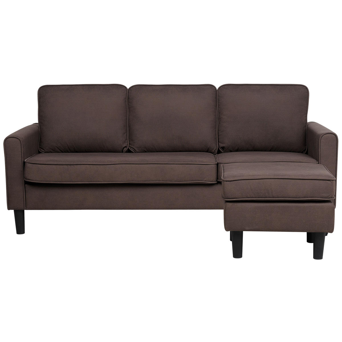 3-SITZER-SOFA mit Ottomane Polsterbezug Braun Avesta - Braun, Textil (186/85/74cm) - Beliani